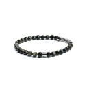 6mm Armband mit grünen Obsidian Steinen und Titanium Element - Hexa Green